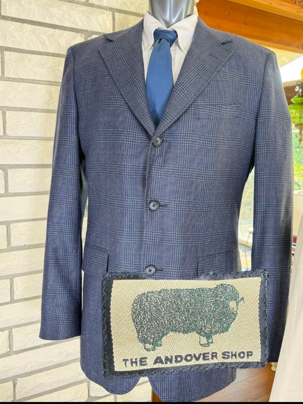 The Andover Shop men’s 44R Blazer Sport Coat Jacket Blue Tweed Tall Vintage EUC